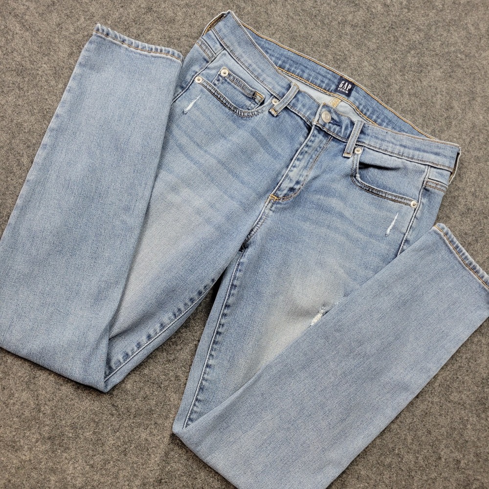 Gap Jeans Womens 29R Blue Denim Stretch Distressed True Skinny Leg Streetwear
